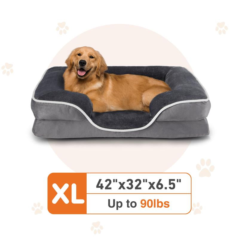 Orthopedic Dog Bed, Memory Foam Pet Bed for Small Dogs & Cats with Washable Removable Cover Non-Slip Base Waterproof Liner Egg Crate Foam for Improved Sleep
