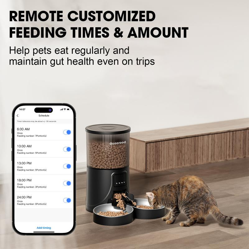 【Dealsforyoudays】Automatic Cat Feeder for 2 Cats with Camera | App-Controlled with Real-Time Video Chat | Dual Stainless Steel Bowls | 2.4Ghz Wifi Only | Ideal for Cats & Dogs | 1 Gallon / 135Oz / 4L Capacity!#2