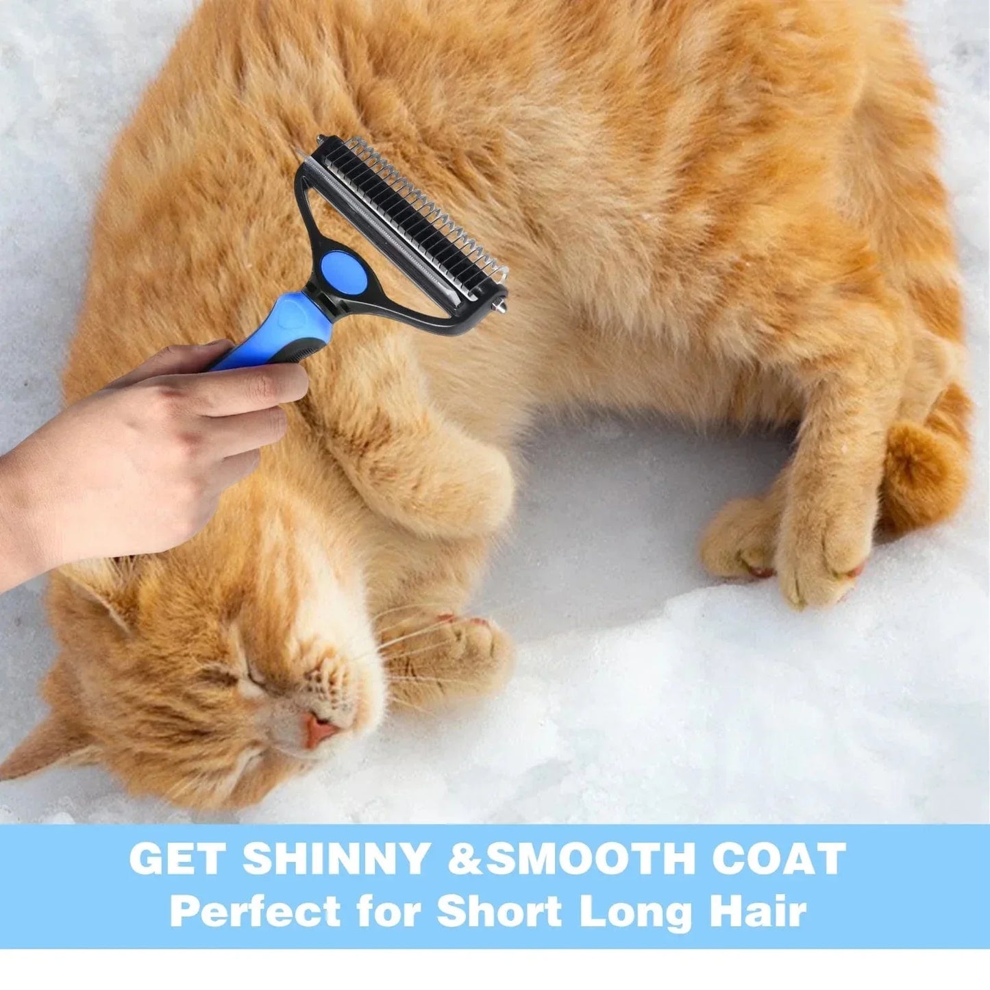 Pet Grooming Brush, 2 in 1 Deshedding Tool & Undercoat Rake Dematting Comb for Small Meduim Large Cats and Dogs