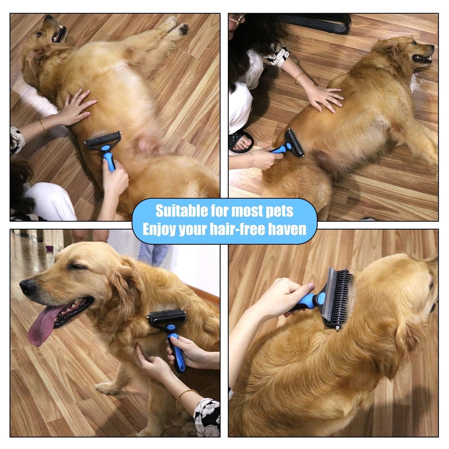 Pet Grooming Brush, 2 in 1 Deshedding Tool & Undercoat Rake Dematting Comb for Small Meduim Large Cats and Dogs