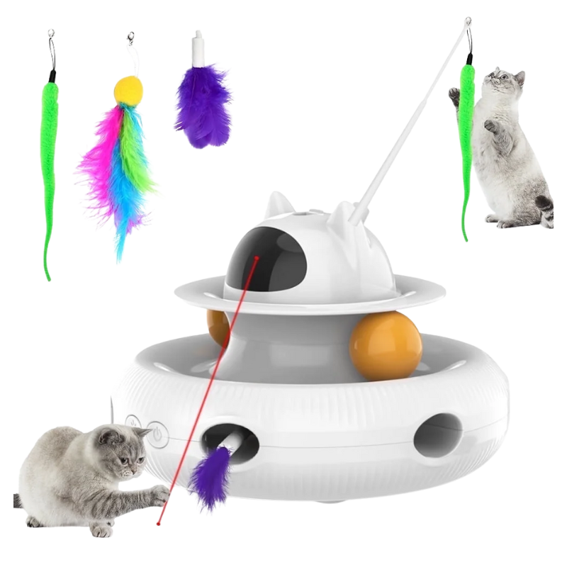 CORNMI Smart Interactive Cat Toy – 4-in-1 Rechargeable Feather & Laser Play