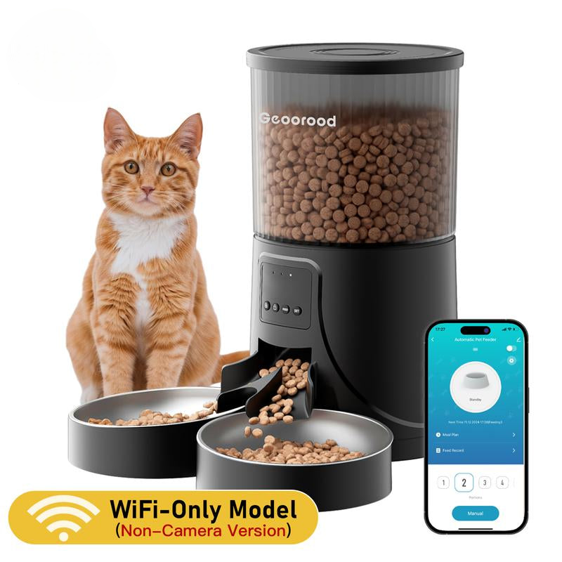 Smart Dual-Bowl Automatic Pet Feeder with Camera | App-Controlled, Stainless Steel, 4L Capacity