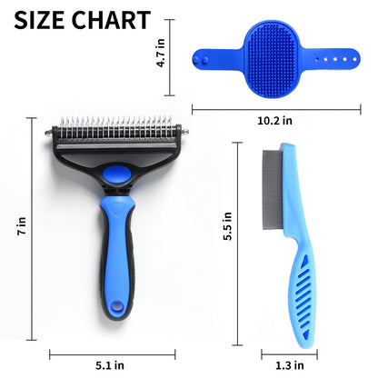 Pet Grooming Brush, 2 in 1 Deshedding Tool & Undercoat Rake Dematting Comb for Small Meduim Large Cats and Dogs