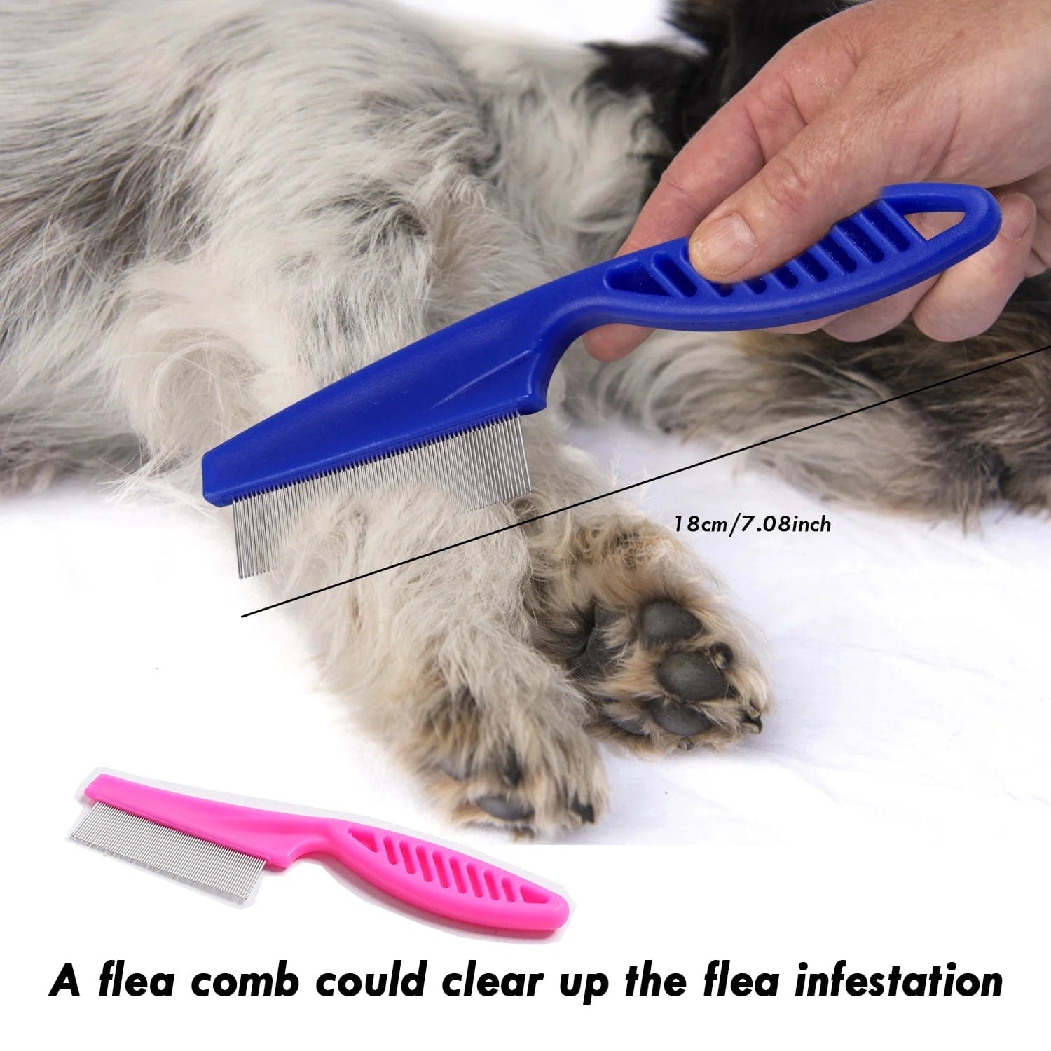 Pet Grooming Brush Kit, 8 Pcs for Shedding & Matted Fur, with Flea Comb and Dog Bath Brush, Cat Dog Brush Grooming Kits, Pink