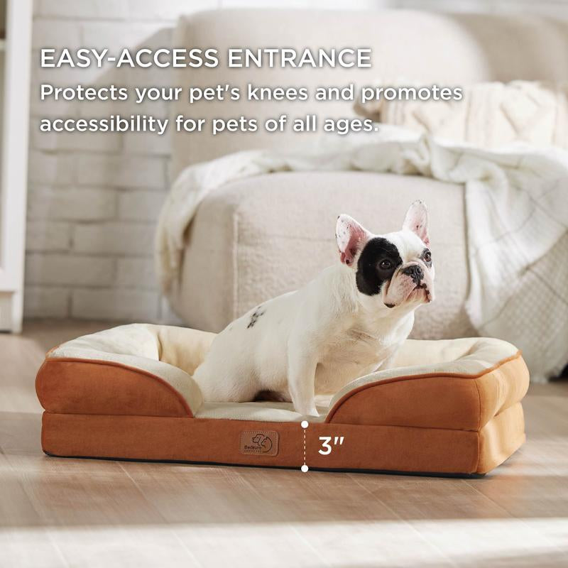 Bedsure Orthopedic Dog Bed - Supportive Foam Pet Couch Bed with Removable Washable Cover, Waterproof Lining and Nonskid Bottom, Stylish Bright Colors