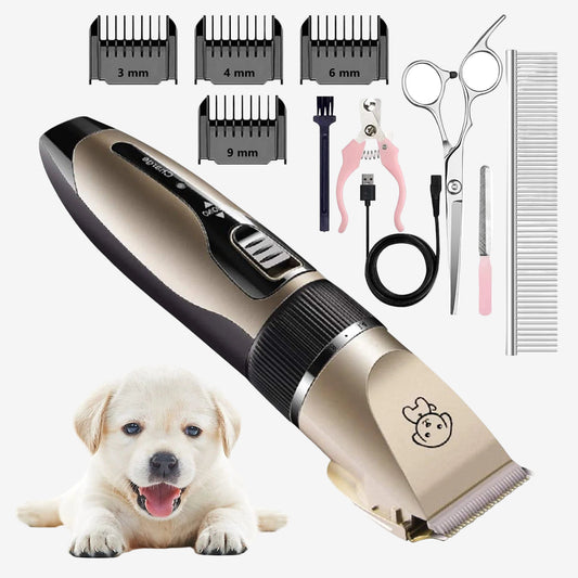 Rechargeable Dog Clippers, Low Noise Pet Shaver Dog Grooming Kit Cordless Professional Dog Hair Trimmer with Comb Scissors for Dogs Cats & Others