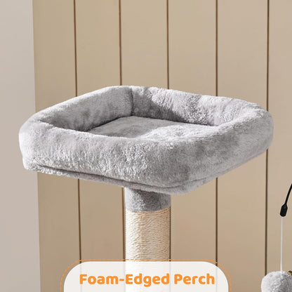 Rotatable Cat Tree 53.5In Multi-Level Cat Tower for Indoor Kittens/Large Cats, Pet House with Scratching Posts,Climbing Furniture Play Center, Light Gray