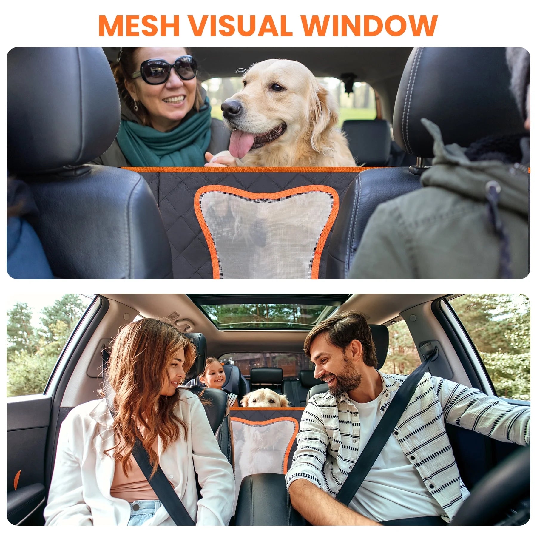 Collapsible Dog Car Seat Cover for Back Seat Dog Waterproof Seat Cover Dog Hammock for Car Nonslip Pet Seat Cover with Mesh Window & Pocket for Cars Trucks and SUV