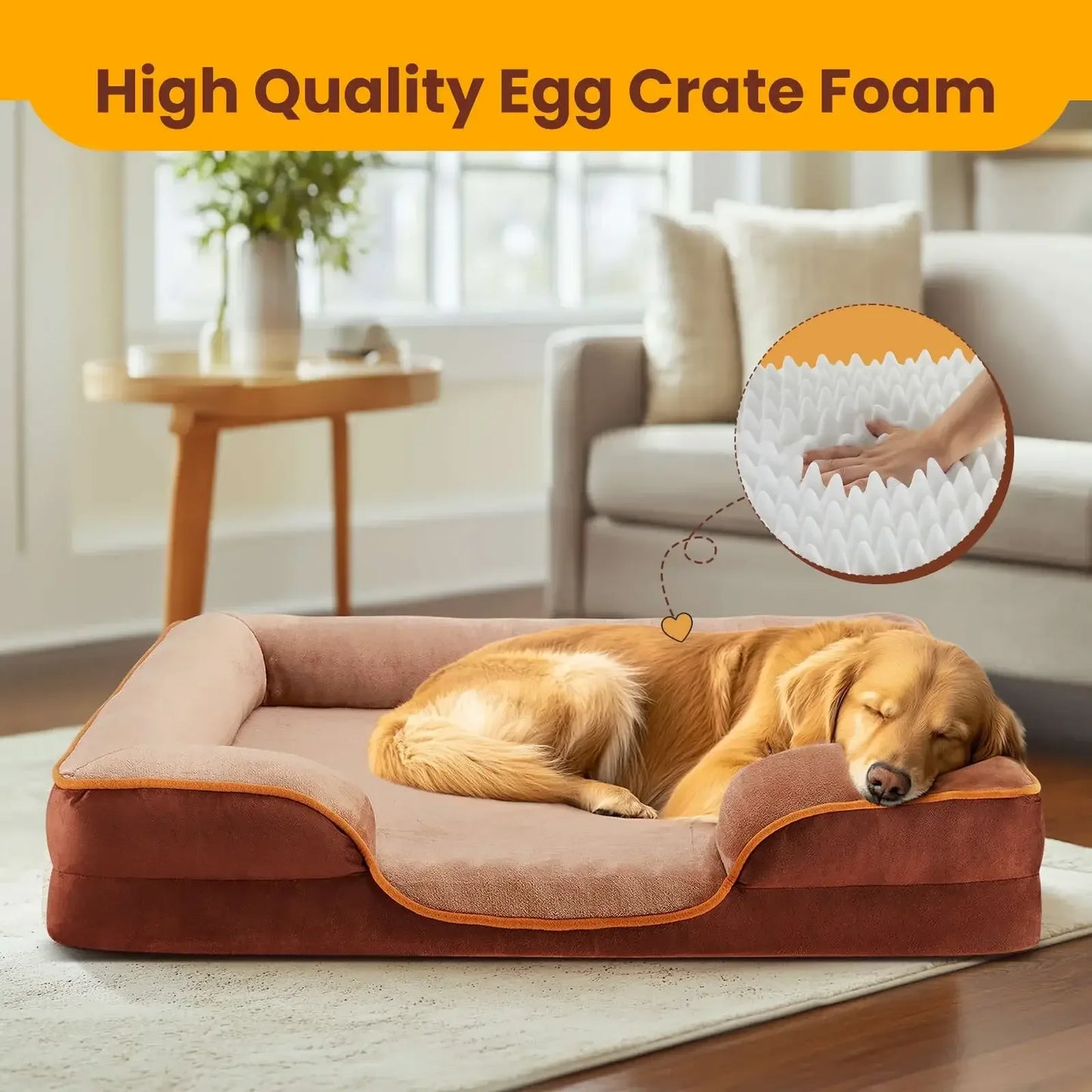 Orthopedic Memory Foam Dog Bed – Supportive Bolstered Design with Washable Cover