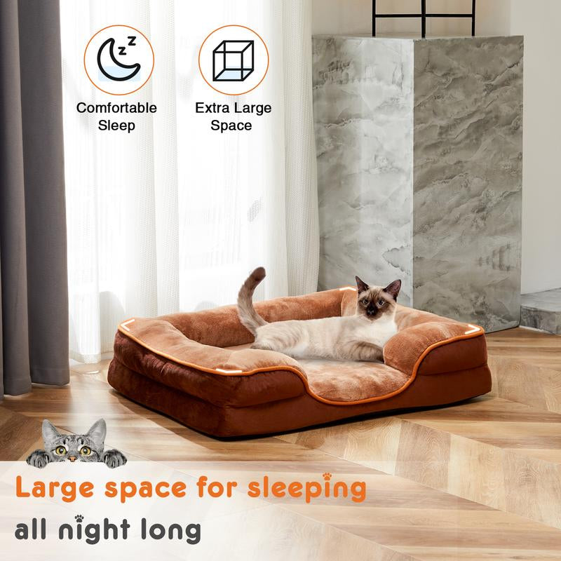 Orthopedic Dog Bed, Memory Foam Pet Bed for Small Dogs & Cats with Washable Removable Cover Non-Slip Base Waterproof Liner Egg Crate Foam for Improved Sleep
