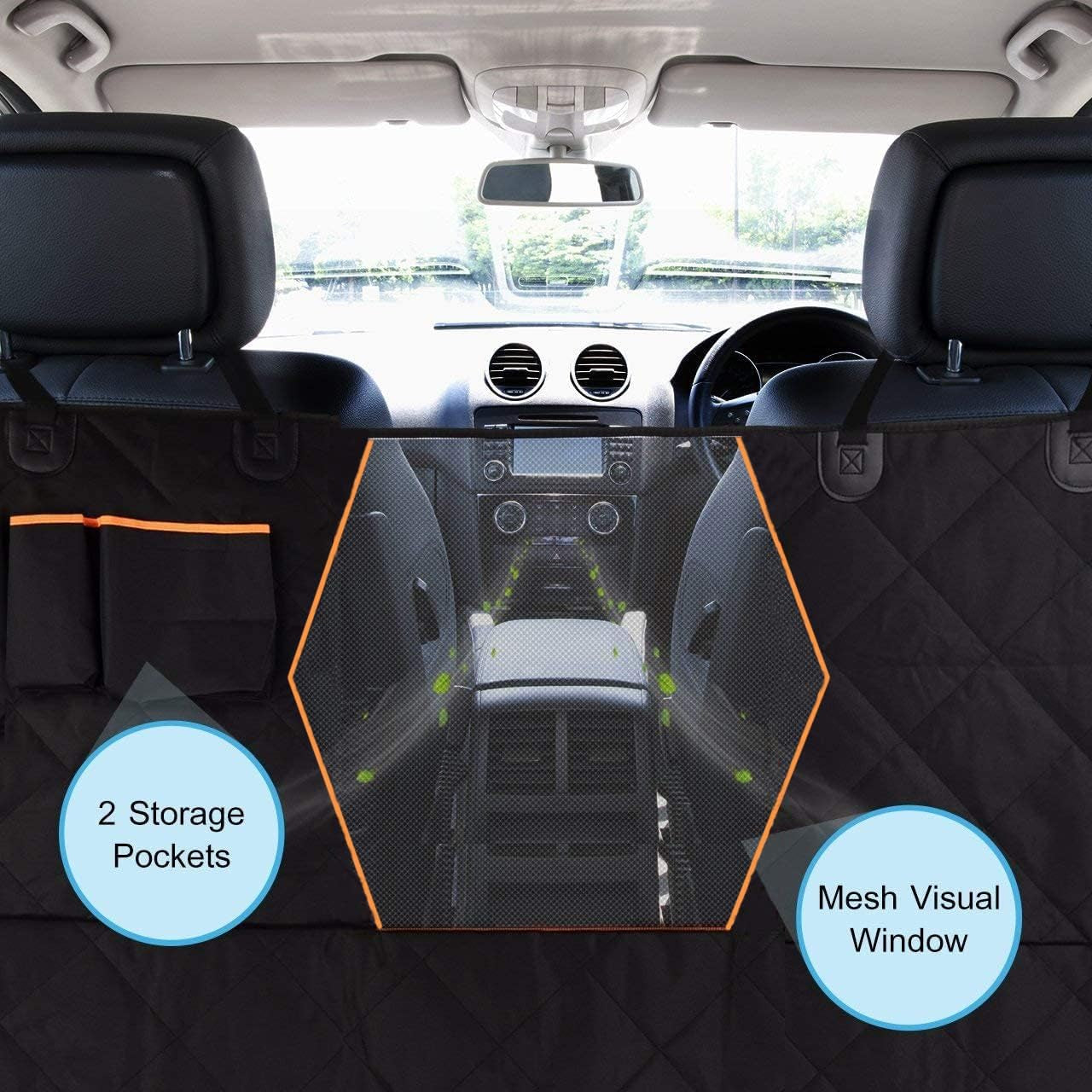 Dog Car Seat Cover for Back Seat,Waterproof Scractchproof Dog Seat Covers with Mesh Visual Window Washable Durable Dog Hammock Seat Covers for Car, Trucks, Suvs, Jeep…