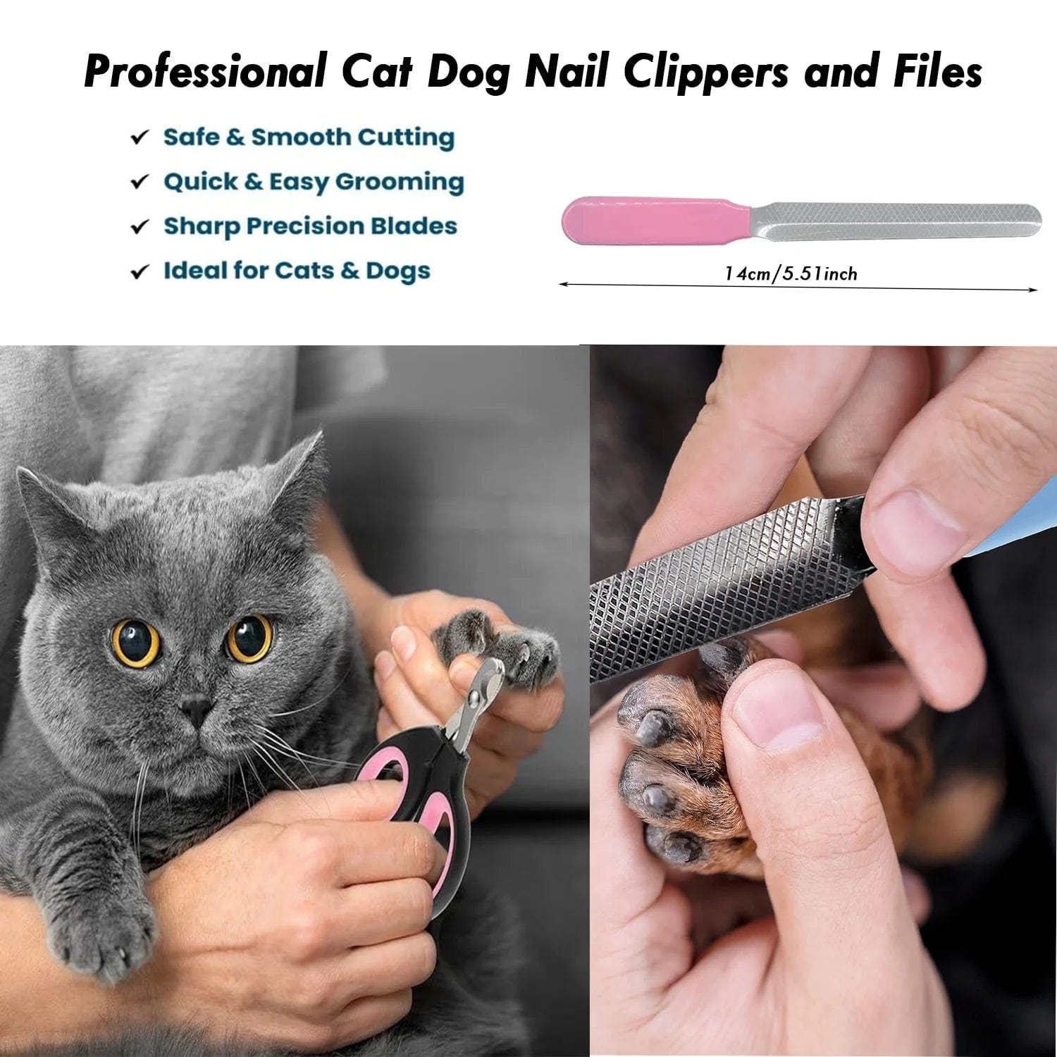 Pet Grooming Brush Kit, 8 Pcs for Shedding & Matted Fur, with Flea Comb and Dog Bath Brush, Cat Dog Brush Grooming Kits, Pink