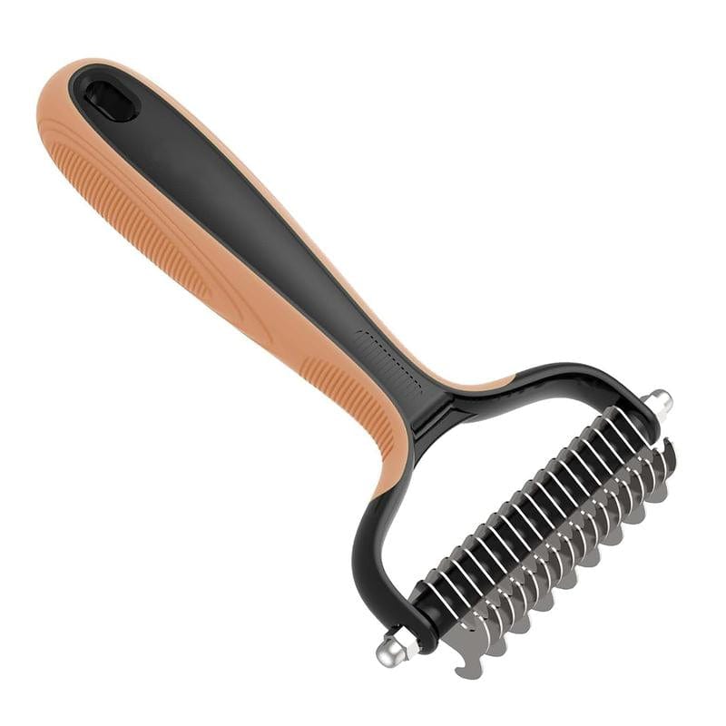 Pet Grooming Brush Double Sided Undercoat Rake for Dogs Cats with 9 Tooth & 17 Tooth Sides for Shedding Dematting & Tangle Removal Blue Plastic Handle - Deshedding Tool