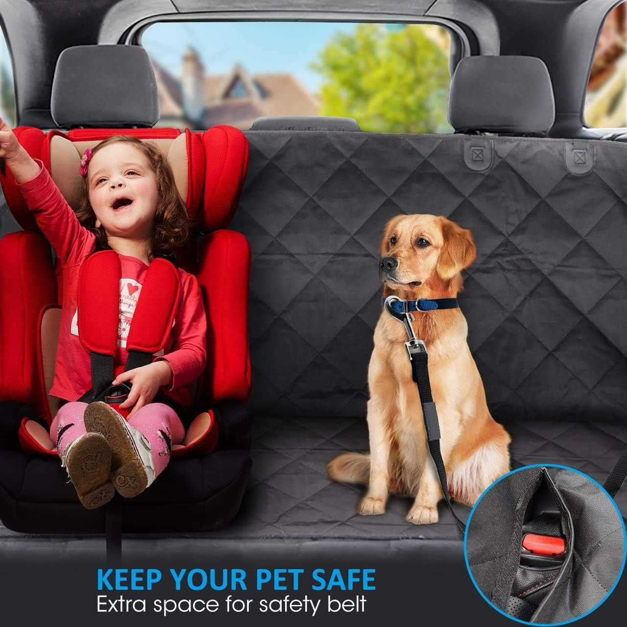 Dog Car Seat Cover for Back Seat,Waterproof Scractchproof Dog Seat Covers with Mesh Visual Window Washable Durable Dog Hammock Seat Covers for Car, Trucks, Suvs, Jeep…