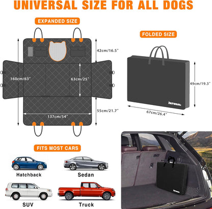 Back Seat Extender for Dogs, Dog Car Seat Cover for Back Seat Waterproof Dog Hammock for Car with Hard Bottom Holds 400Lbs, Pet Backseat Protector for Car, SUV & Truck