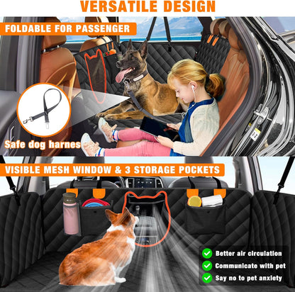 Back Seat Extender for Dogs, Dog Car Seat Cover for Back Seat Waterproof Dog Hammock for Car with Hard Bottom Holds 400Lbs, Pet Backseat Protector for Car, SUV & Truck