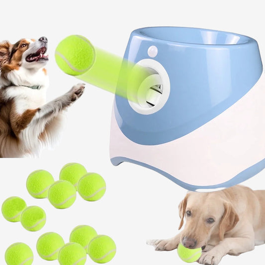 Ball Thrower for Dogs,Interactive Dog Fetch Machine,Automatic Tennis Ball Launcher with 12 Tennis Balls,Dog Ball Thrower Machine with 10-30Ft 3 Launching Distance,For Small Dogs Indoor & Outdoor