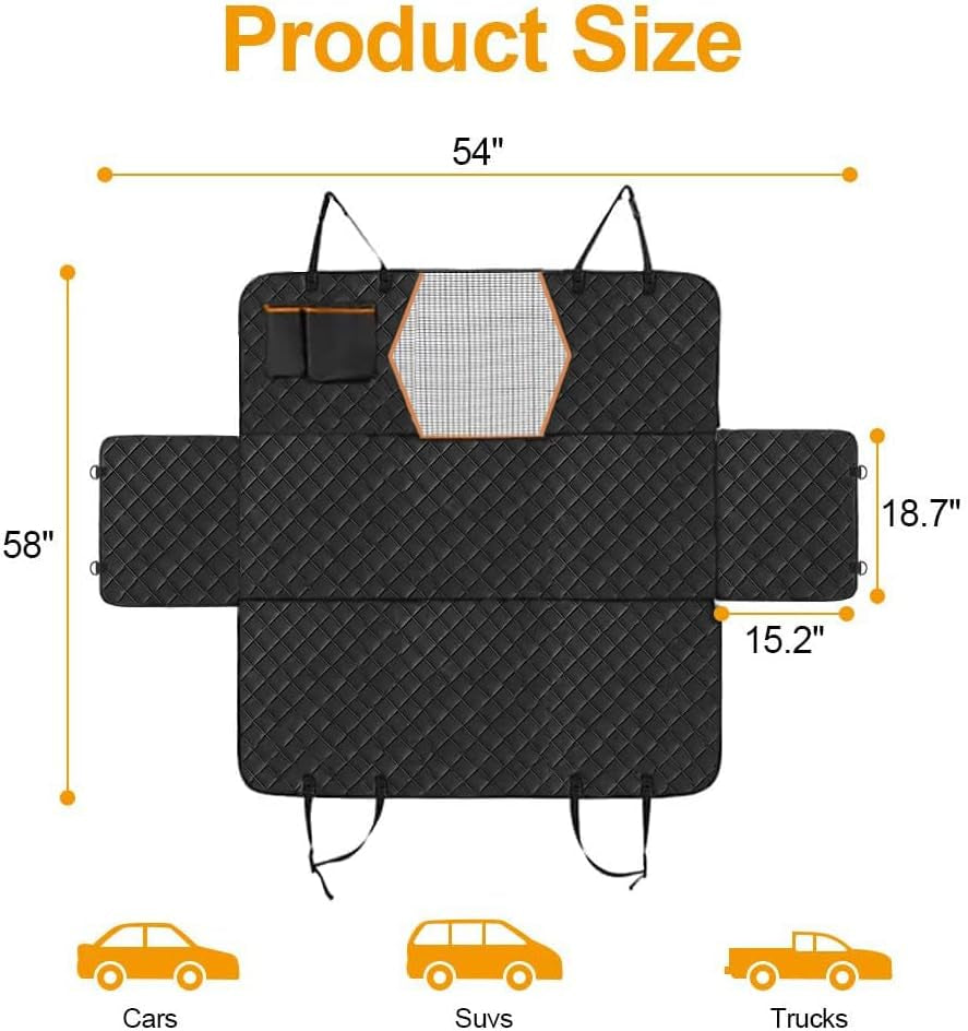 Dog Car Seat Cover for Back Seat,Waterproof Scractchproof Dog Seat Covers with Mesh Visual Window Washable Durable Dog Hammock Seat Covers for Car, Trucks, Suvs, Jeep…