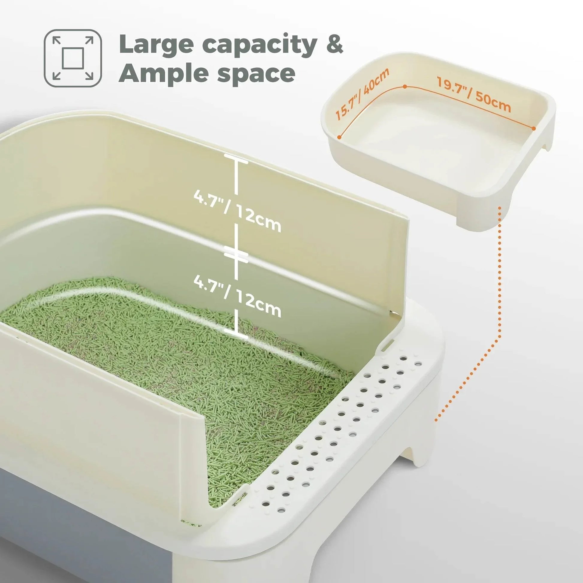 Large Cat Litter Box with Scoop Litter Box with Lid Double-Layer Leak-Proof Litter Box for Cat, Gray