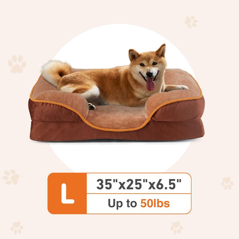 Orthopedic Dog Bed, Memory Foam Pet Bed for Small Dogs & Cats with Washable Removable Cover Non-Slip Base Waterproof Liner Egg Crate Foam for Improved Sleep