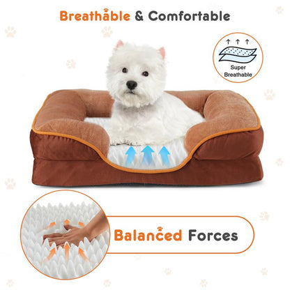 Orthopedic Dog Bed, Memory Foam Pet Bed for Small Dogs & Cats with Washable Removable Cover Non-Slip Base Waterproof Liner Egg Crate Foam for Improved Sleep