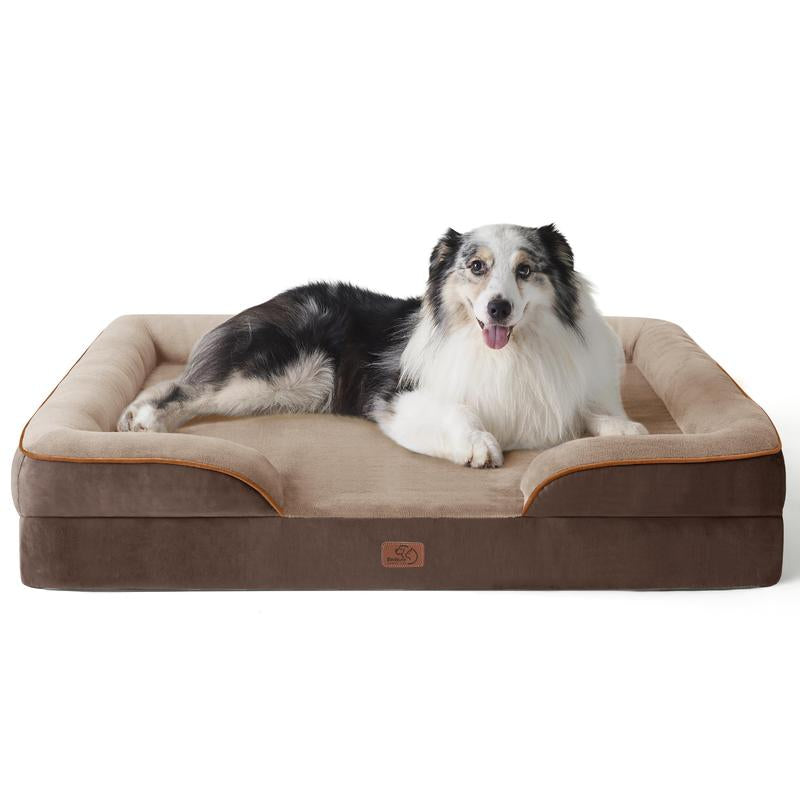 Bedsure Orthopedic Dog Bed - Supportive Foam Pet Couch Bed with Removable Washable Cover, Waterproof Lining and Nonskid Bottom, Stylish Bright Colors