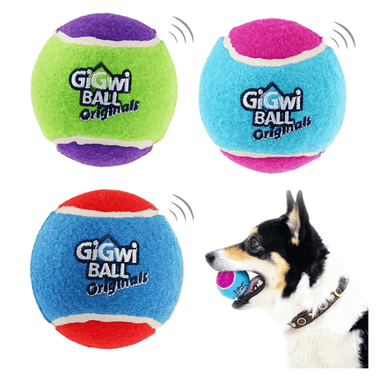 GiGwi High-Bounce Squeaky Tennis Balls for Dogs – 3 Pack
