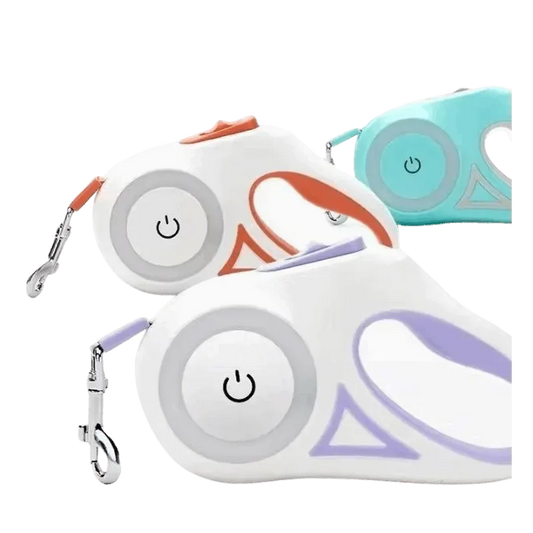 Heavy-Duty Retractable LED Dog Leash with Flashlight (16 ft, Up to 110 lbs)