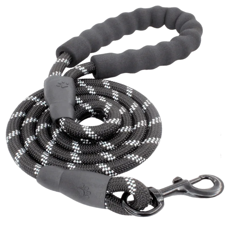 Reflective Rope Dog Leash – 5 ft, Padded Handle for Everyday Walks