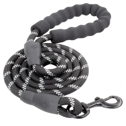 Reflective Rope Dog Leash – 5 ft, Padded Handle for Everyday Walks