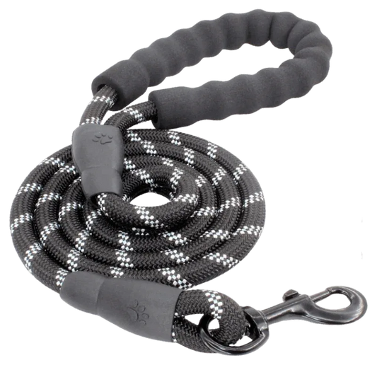 Reflective Rope Dog Leash – 5 ft, Padded Handle for Everyday Walks