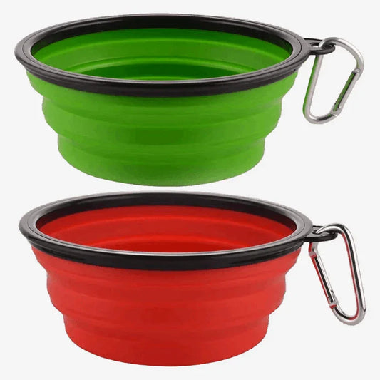 Collapsible Silicone Travel Pet Bowls (2-Pack, 34 oz)