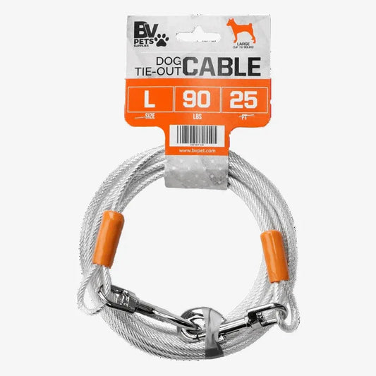 Heavy-Duty Reflective Dog Tie-Out Cable — 25 FT, Rust-Resistant, Up to 90 lbs