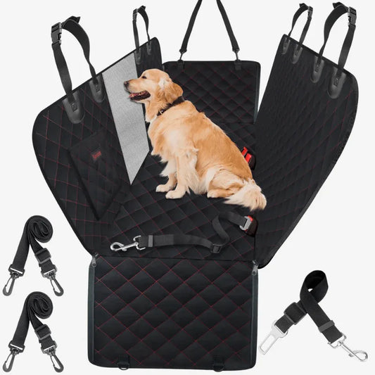 Dog Car Hammock Seat Cover with Storage Pocket & Seat Belt Tethers