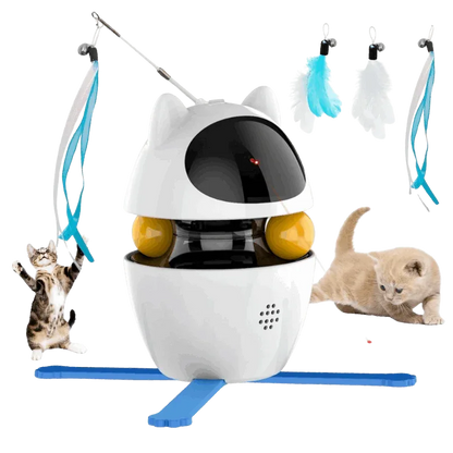 3-in-1 Rechargeable Interactive Cat Toy with Laser, Feather & Rolling Ball