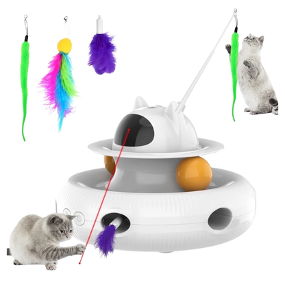 CORNMI Smart Interactive Cat Toy – 4-in-1 Rechargeable Feather & Laser Play