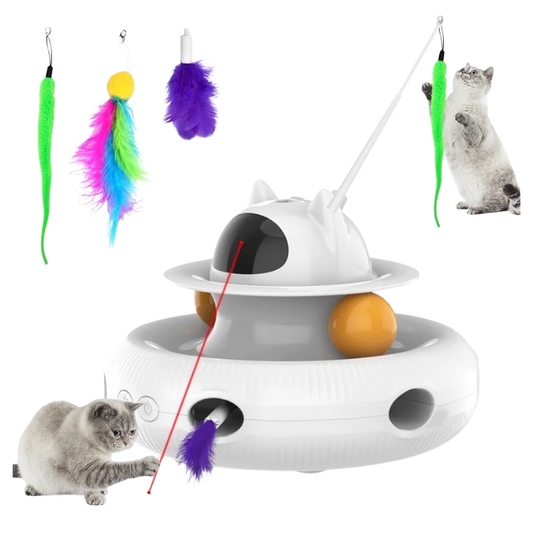 CORNMI Smart Interactive Cat Toy – 4-in-1 Rechargeable Feather & Laser Play