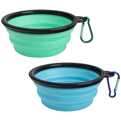 2-Pack Collapsible Portable Travel Silicone Pet Bowls, 12oz