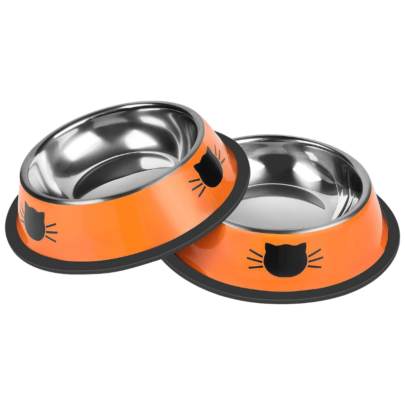 Serentive 2-Pack Non-Slip Stainless Steel Cat Bowls, Small
