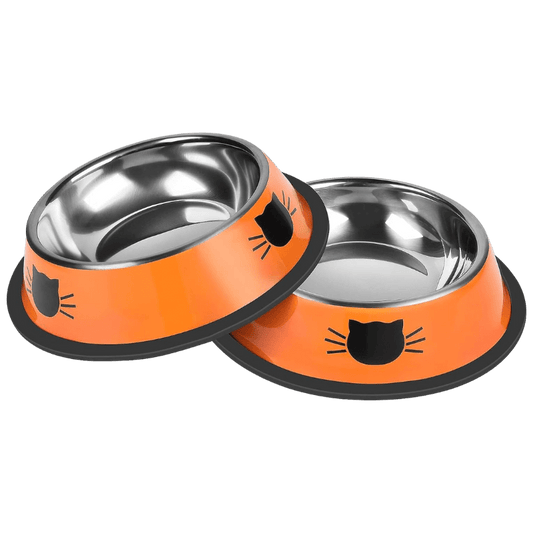 Serentive 2-Pack Non-Slip Stainless Steel Cat Bowls, Small