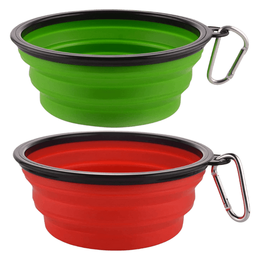 2-Pack Collapsible Portable Travel Silicone Pet Bowls, 34oz Large