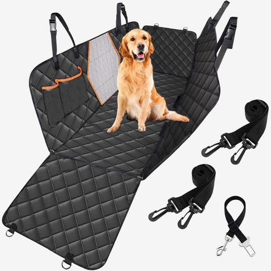 Car Seat Cover Hammock for Dogs with Mesh Window & Storage Pockets, Waterproof & Scratchproof