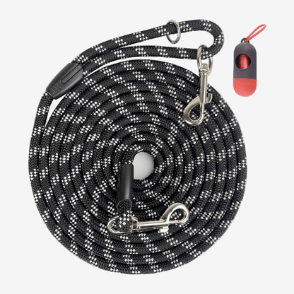 Long Rope Dog Training Leash – Reflective, Heavy-Duty 50FT Lead (Black)