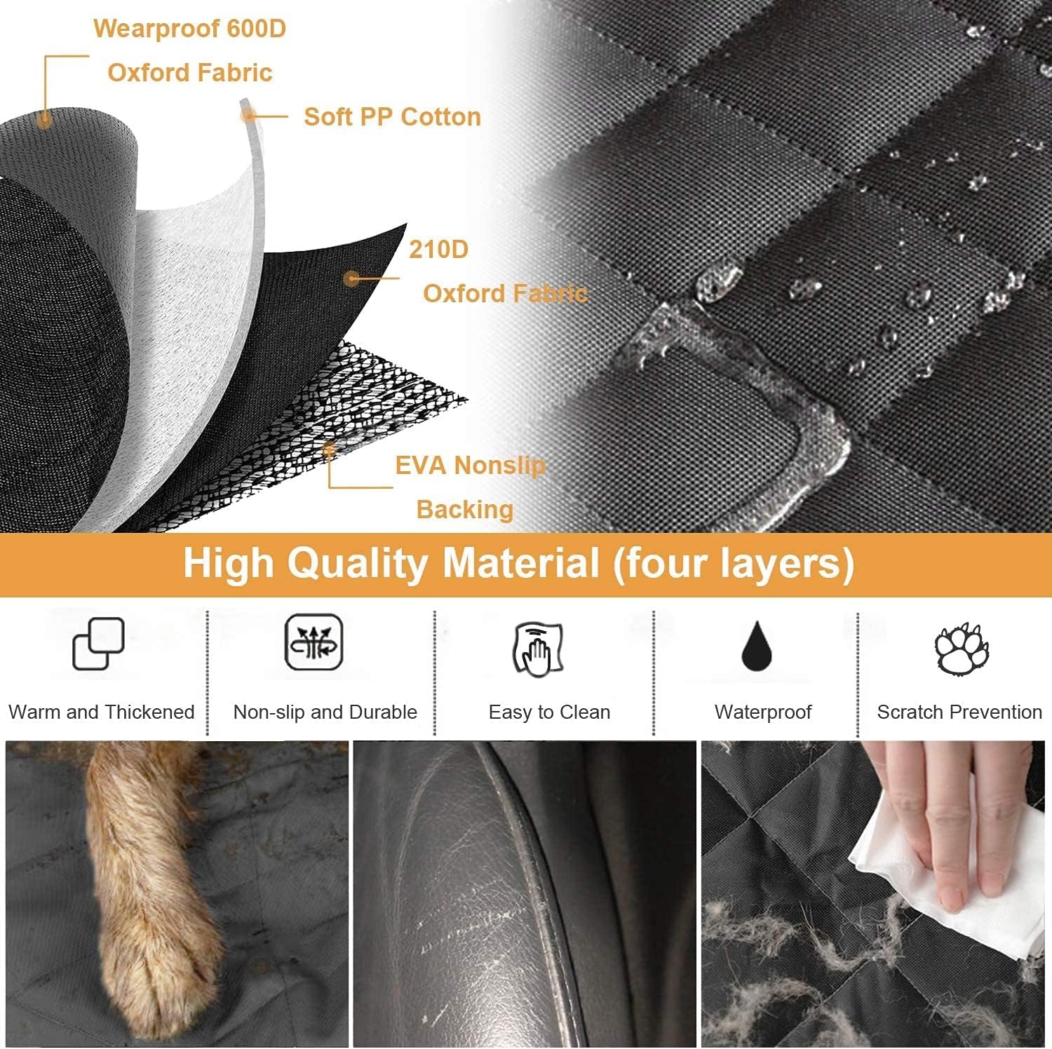 Dog Car Seat Cover for Back Seat,Waterproof Scractchproof Dog Seat Covers with Mesh Visual Window Washable Durable Dog Hammock Seat Covers for Car, Trucks, Suvs, Jeep…