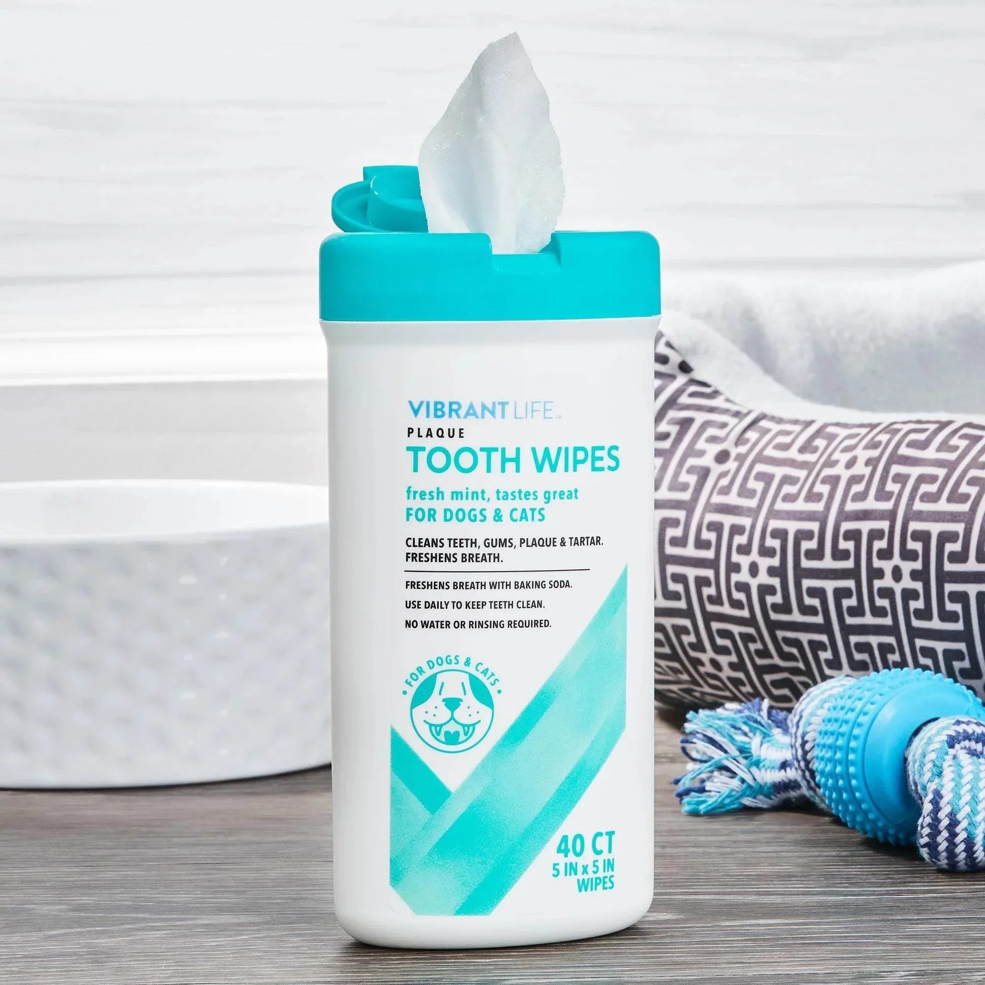 (5 Pack)  Plaque Tooth Wipes for Cats & Dogs, 40 Count for Cleaning Your Pets Teeth.