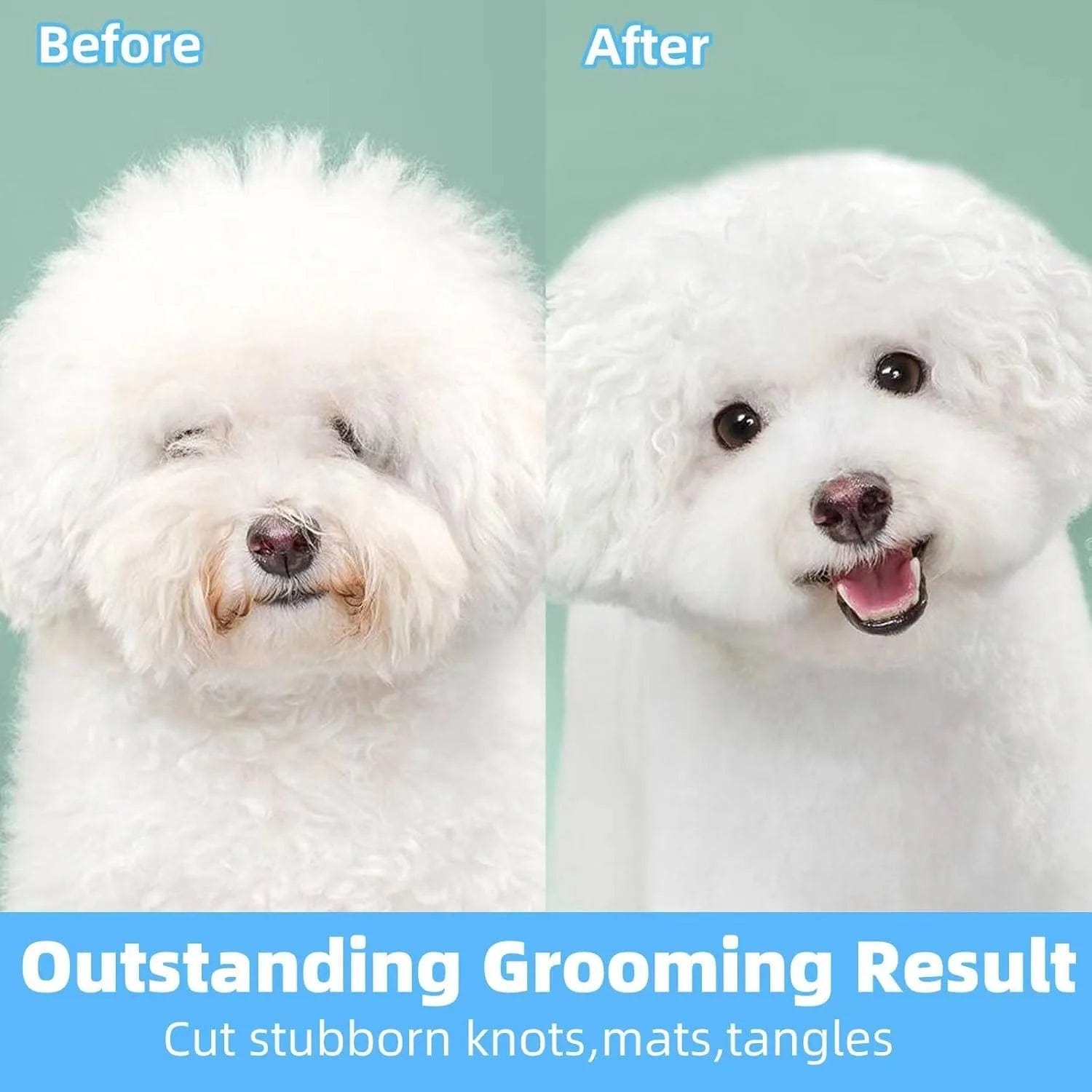 Pet Grooming Brush and Metal Comb Set, Cat and Dog Brush for Shedding, Dematting and Deshedding Brush - Dogs' Shedding Tool for Long and Matted Haired Pets, Blue