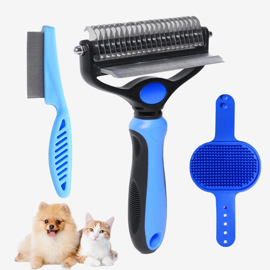Pet Grooming Brush, 2 in 1 Deshedding Tool & Undercoat Rake Dematting Comb for Small Meduim Large Cats and Dogs