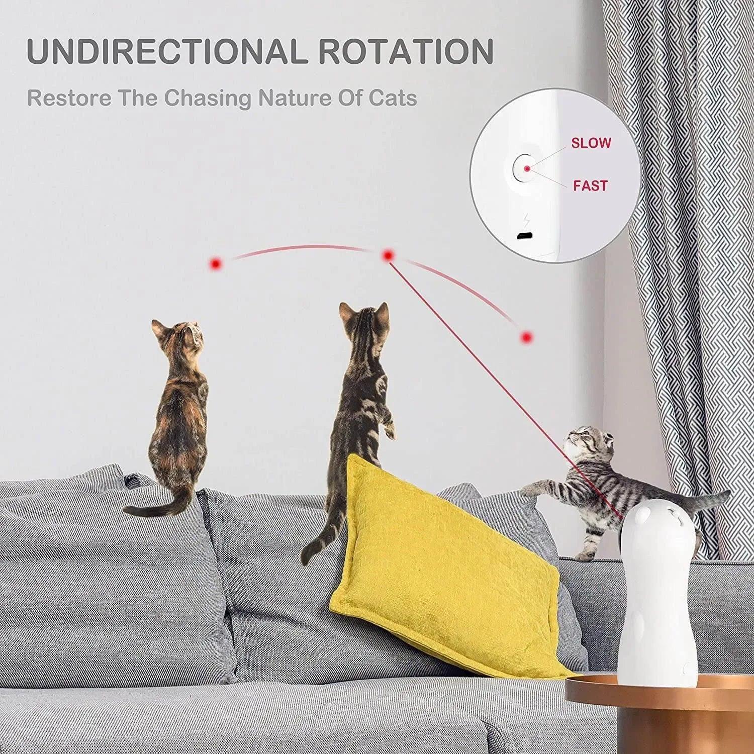 Cat Laser Toy, Pet Laser for Cats USB Charging or AA Battery Operated, Interactive Cat Chase Toy with 5 Rotating Modes - Auto Shut off and Silent - Kitten/Cat Owner'S Gift Idea