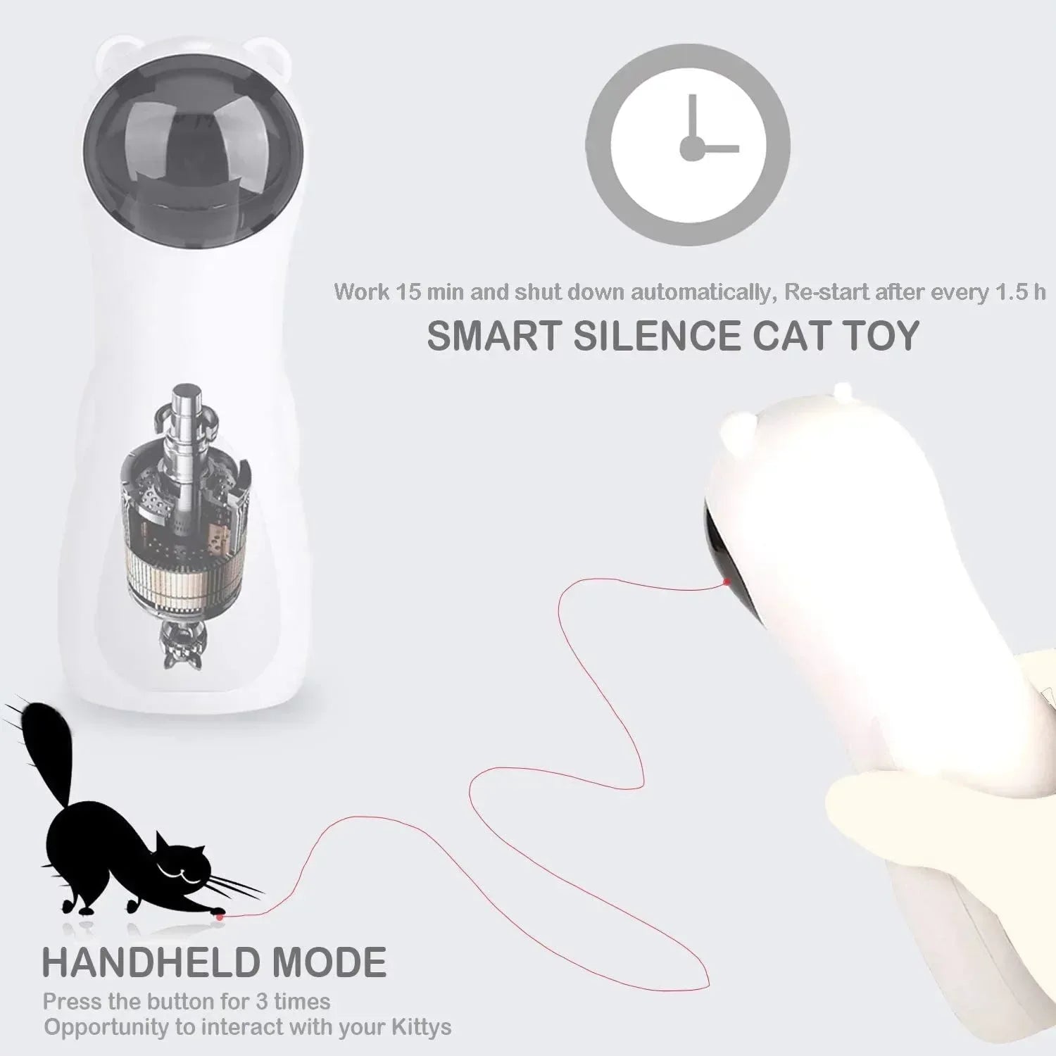 Cat Laser Toy, Pet Laser for Cats USB Charging or AA Battery Operated, Interactive Cat Chase Toy with 5 Rotating Modes - Auto Shut off and Silent - Kitten/Cat Owner'S Gift Idea