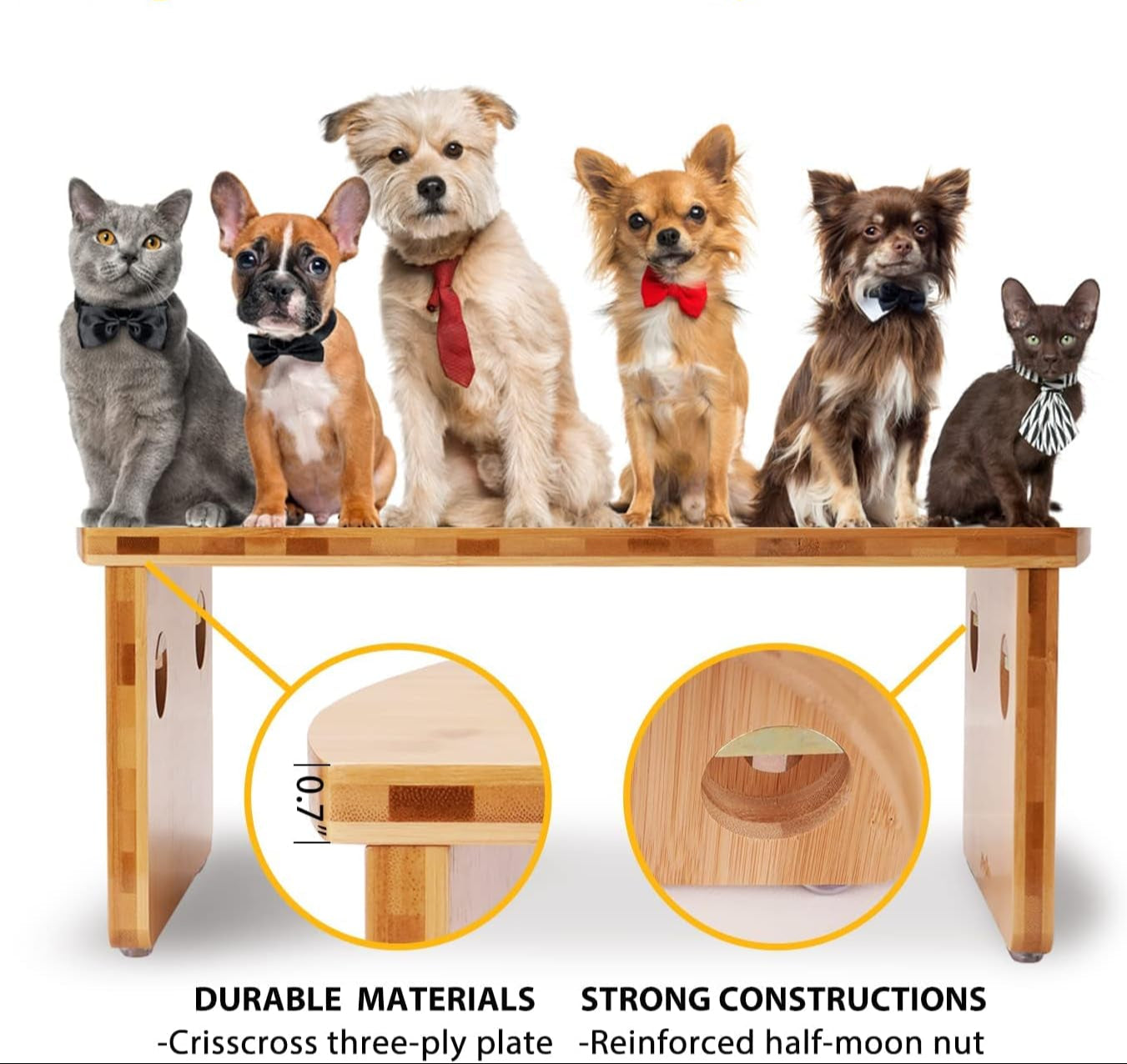 Elevated Dog Bowls, Bamboo Raised Dog Bowl for Large Dogs, with 2 Stainless Steel Bowls (13'' Tall-68Oz Bowl, Natural)